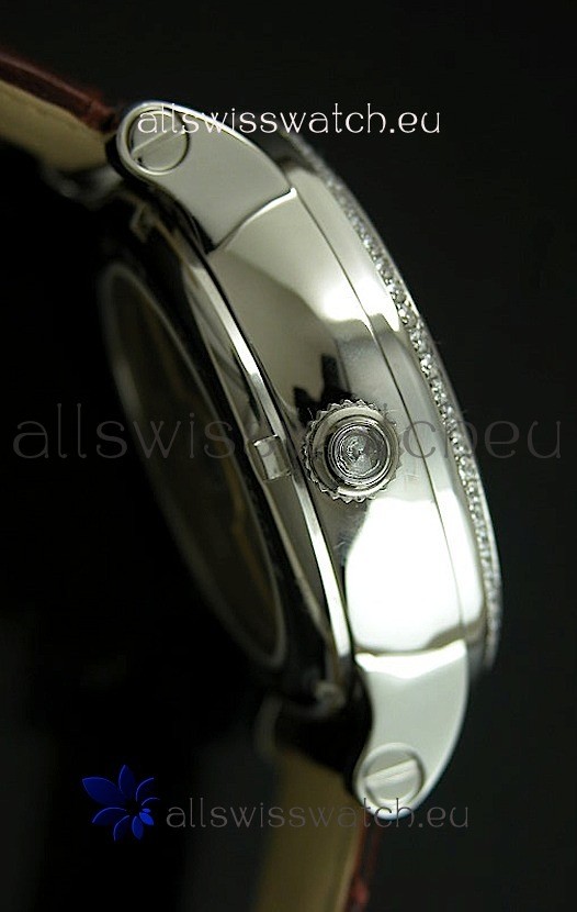 IMG_9081 Cartier Ronde de Tourbillon Diamond in Brown Strap Replica 4