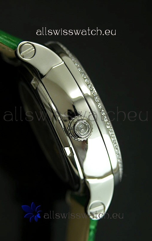 IMG_9081 Cartier Ronde de Tourbillon Diamond in Green Strap Replica 4