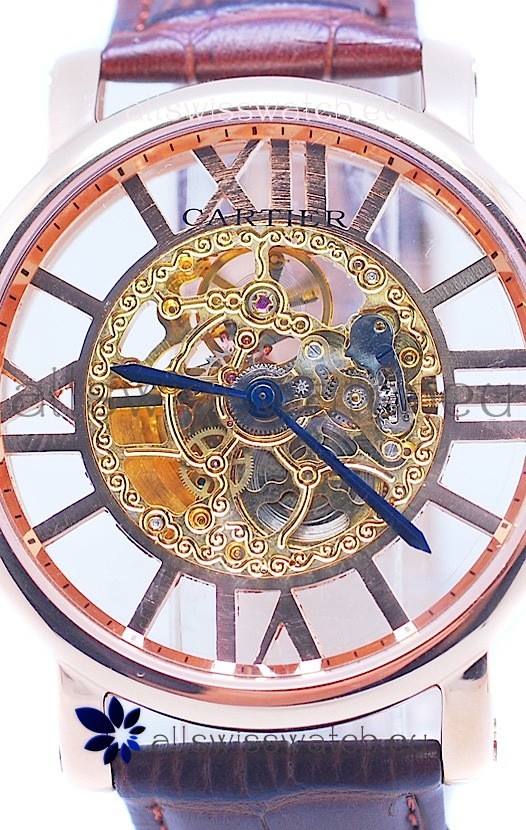 IMG_9081 Ronde De Cartier Skeleton Rose Gold Replica 4