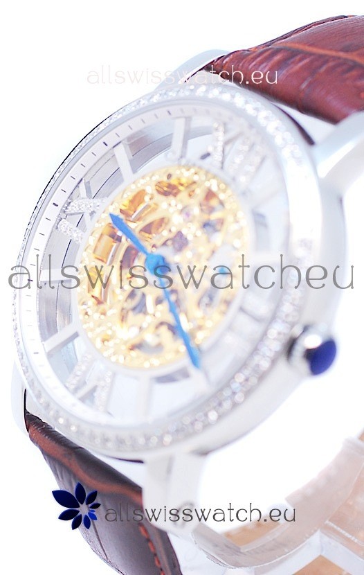 IMG_9081 Ronde De Cartier Skeleton in Diamond Bezel Replica 4