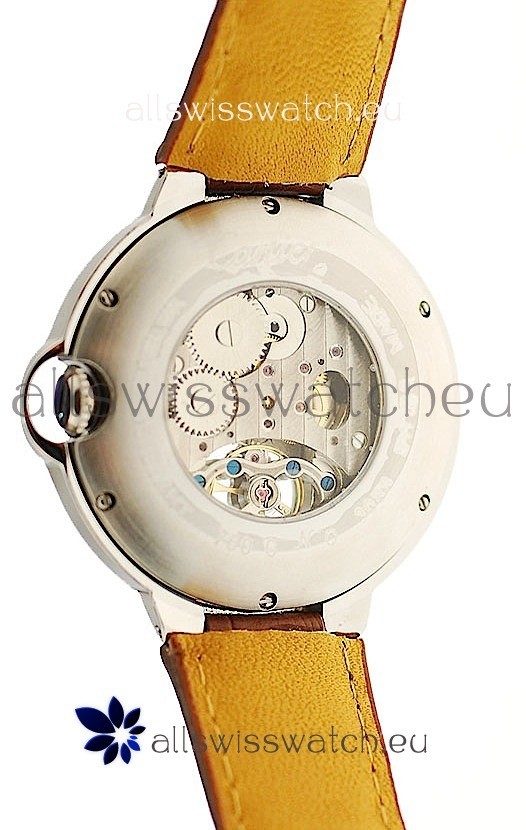 IMG_9081 Ballon Bleu De Cartier flying Tourbillon Steel in Brown Strap Replica 4