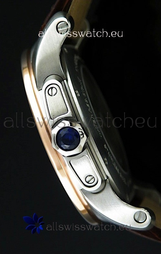 IMG_9081 Cartier Calibre de Steel in Brown Leather Strap Replica 4
