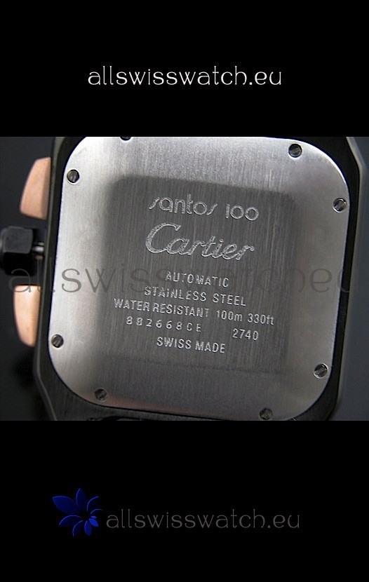 IMG_9081 Cartier Santos 100 in Black Strap Replica 4