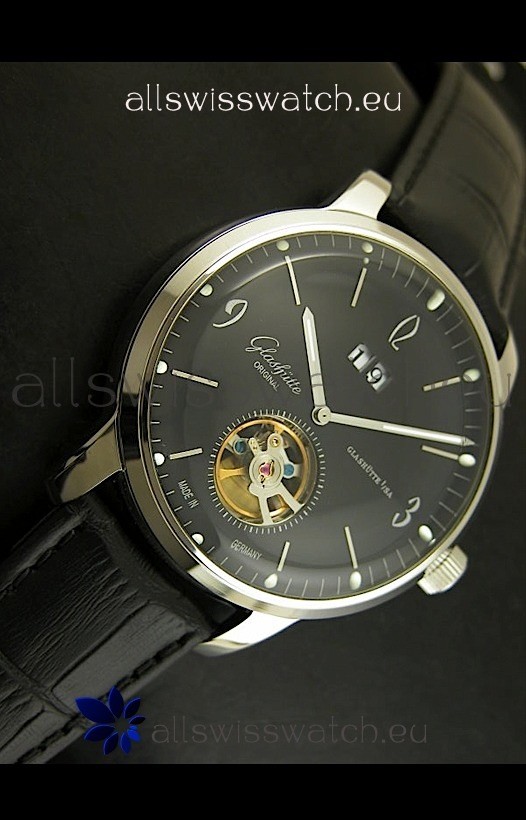 Glashuette Tourbillon in Black Dial Replica 4