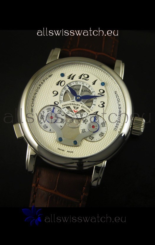 Mont Blanc Nicolas Riessec Stainless Steel Case in White Dial Replica 4