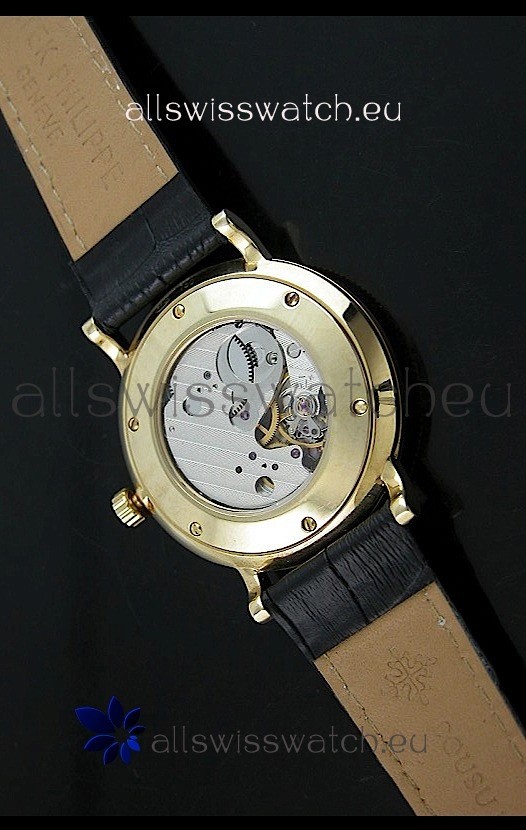 IMG_9081 Patek Philippe Calatrava Manual Hand Wind in Black Dial Replica 4