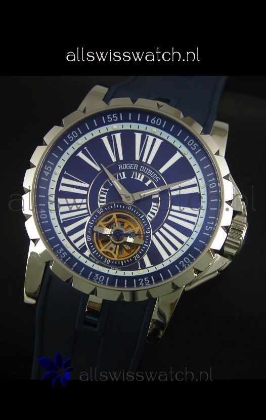 IMG_9081 Roger Dubuis Excalibur Tourbillon Movement - Blue Dial Replica 4