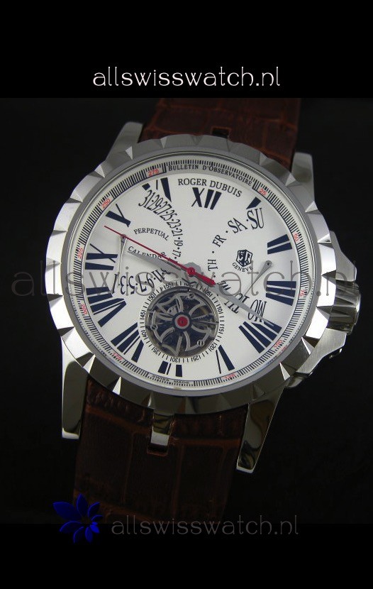 IMG_9081 Roger Dubuis Excalibur Calendar in White Dial Replica 4