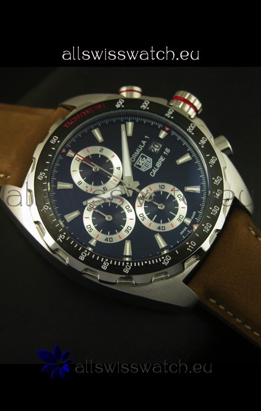 IMG_9081 Tag Heuer Calibre 16 Stainless Steel in Black Dial Replica 4