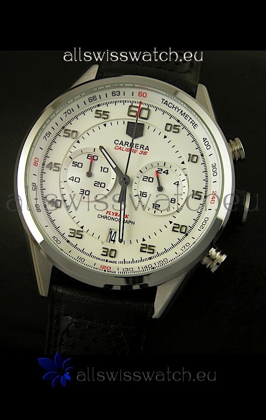IMG_9081 Tag Heuer Carrera Calibre 36 Flyback White Dial - Quartz Movement Replica 4