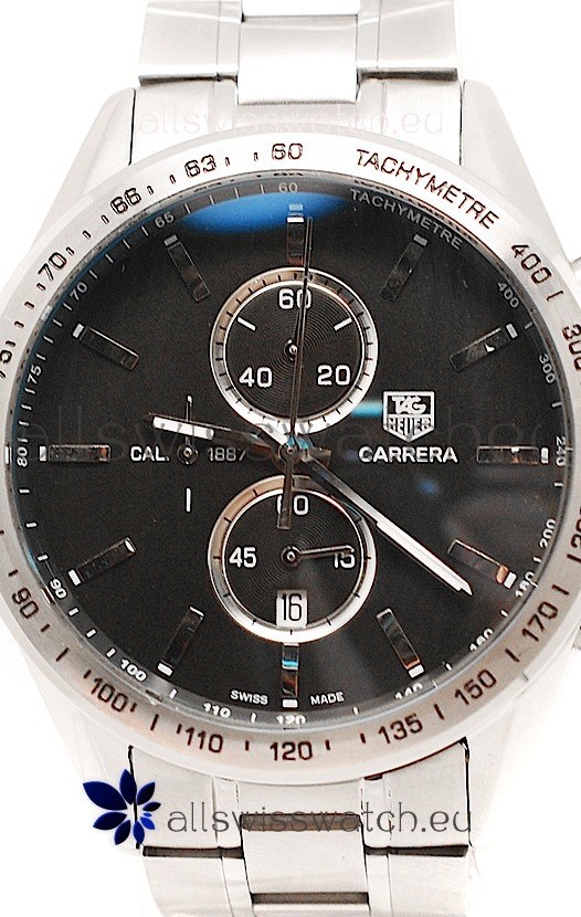 IMG_9081 Tag Heuer Carrera Cal. 1887 Chronograph in Black Dial Replica 4