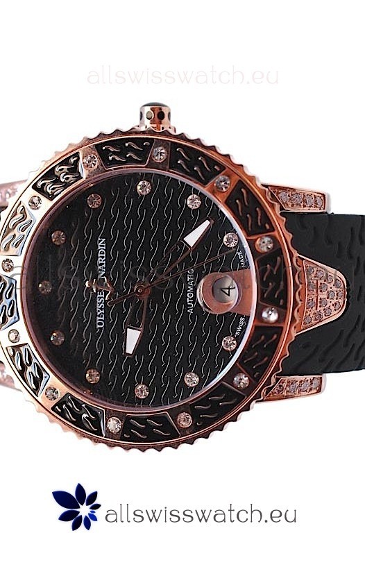 IMG_9081 Ulysse Nardin Diver Pink Gold in Black Dial Replica 4