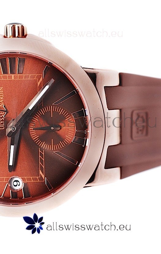 IMG_9081 Ulysse Nardin Executive Dual Time Rose Gold in Brown Dial Replica 4