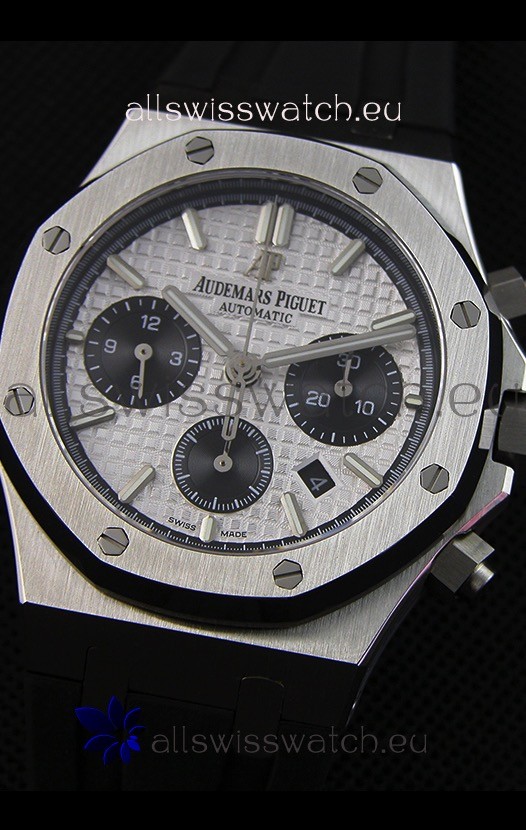 IMG_9081 Audemars Piguet Royal Oak Chronograph White Dial Rubber Strap Replica 5