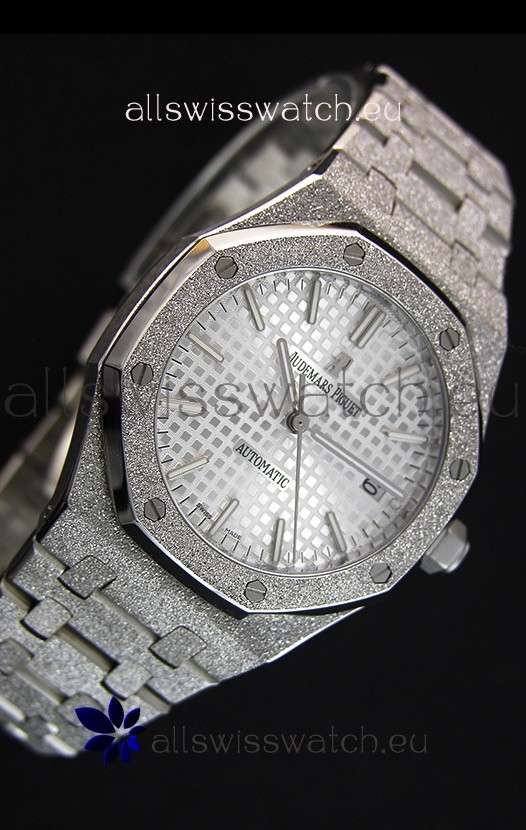 IMG_9081 Audemars Piguet Royal Oak Frosted Self-Winding White Gold White Dial 1:1 Mirror Replica 5