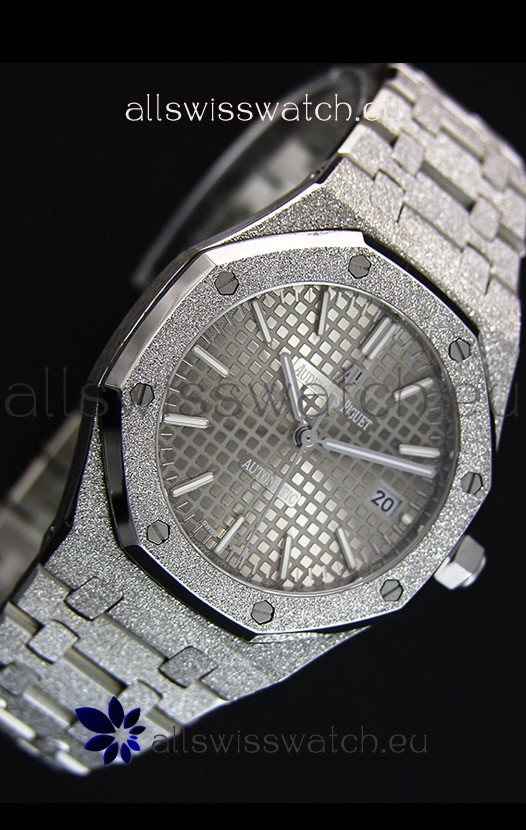 IMG_9081 Audemars Piguet Royal Oak Frosted Self-Winding White Gold Grey Dial 1:1 Mirror Replica 5