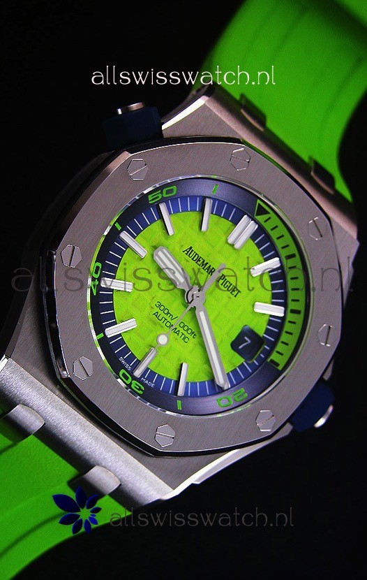 IMG_9081 Audemars Piguet Royal Oak New Diver 1:1in Green Replica 5