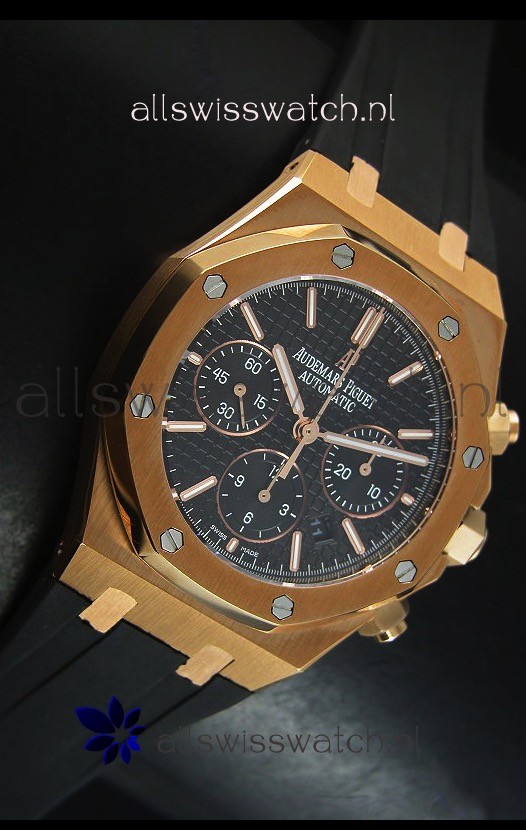 IMG_9081 Audemars Piguet Royal Oak Chronograph in Yellow Gold in Black Dial Replica 5