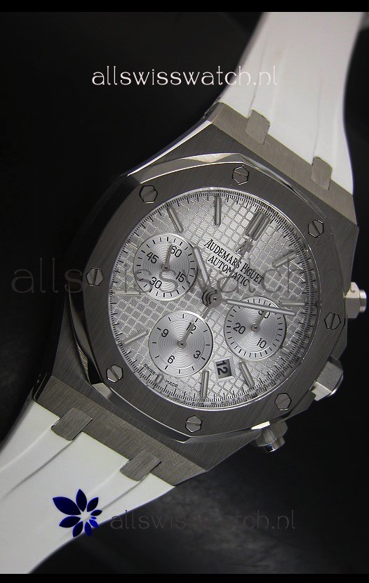IMG_9081 Audemars Piguet Royal Oak Chronograph in Stainless Steel Case White Dial Replica 5