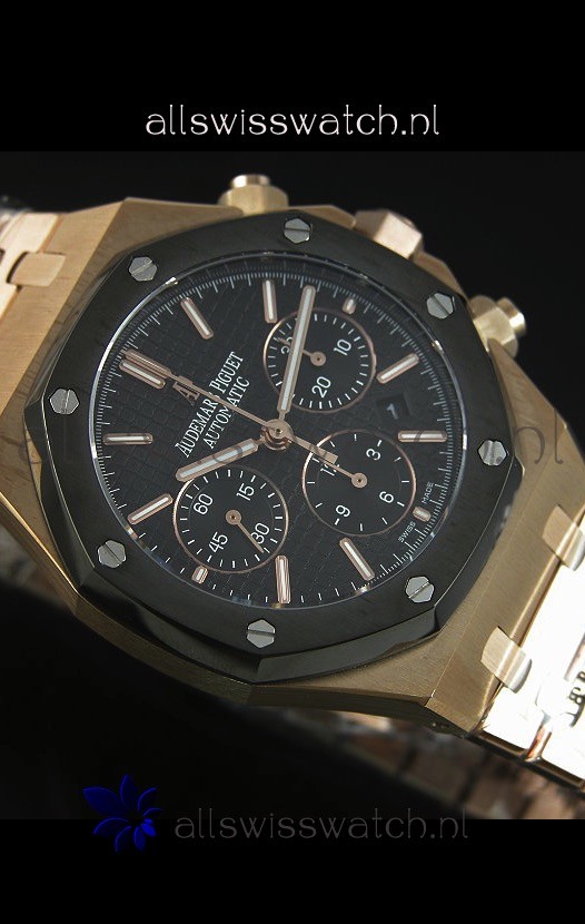 IMG_9081 Audemars Piguet Royal Oak Rose Gold in Black Textured Ceramic Dial - 1:1 Mirror Replica 5