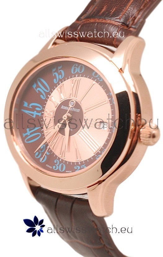 IMG_9081 Audemars Piguet Millenary Hour and Minute Swiss Rose Gold in Brown Dial Replica 5