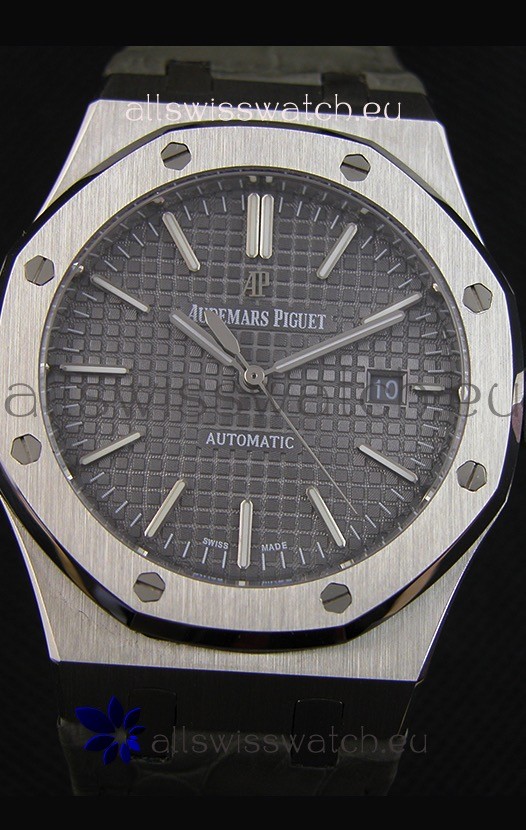IMG_9081 Audemars Piguet Royal Oak 41MM Grey Dial Leather Strap - 1:1 Mirror Ultimate Edition Replica 5