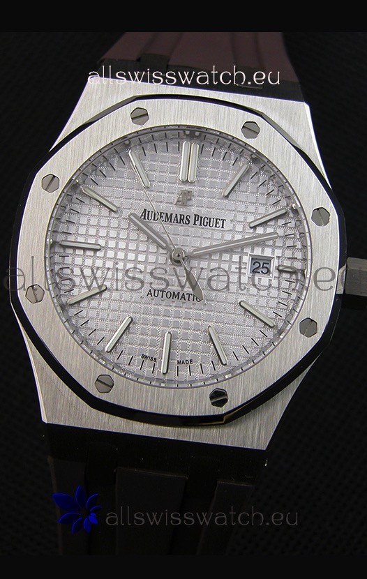 IMG_9081 Audemars Piguet Royal Oak 41MM Silver Dial Rubber Strap - 1:1 Mirror Ultimate Edition Replica 5