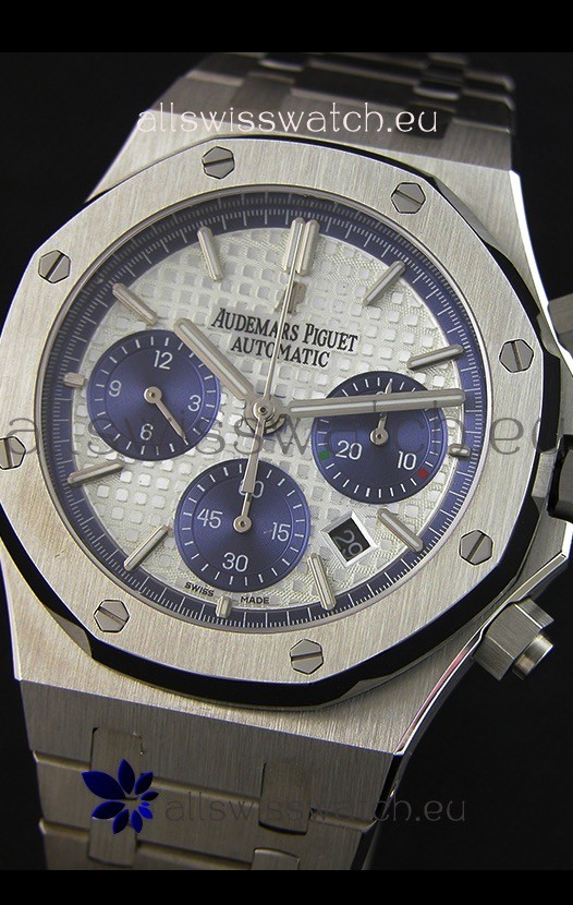 IMG_9081 Audemars Piguet Royal Oak Chronograph White Dial Steel Strap Replica 5