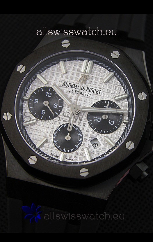 IMG_9081 Audemars Piguet Royal Oak Chronograph Silver Toned Dial Black Subdials Replica 5