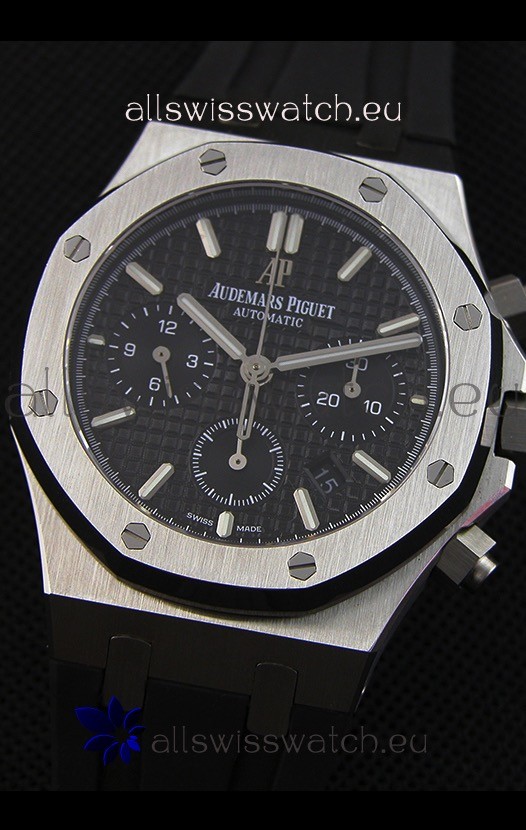 IMG_9081 Audemars Piguet Royal Oak Chronograph Black Dial Rubber Strap Replica 5
