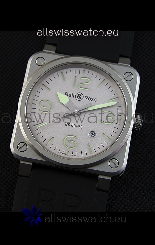 IMG_9081 Bell & Ross BR03-92 Horolum Grey Dial Rubber Strap1:1 Mirror Replica 5