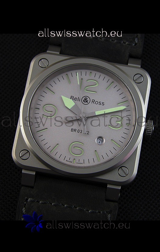 IMG_9081 Bell & Ross BR03-92 Horolum Grey Dial Leather Strap1:1 Mirror Replica 5