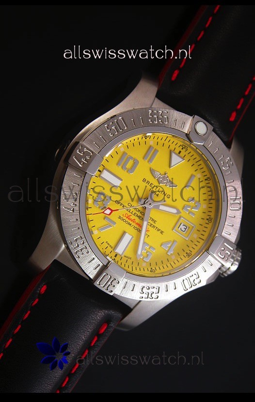 IMG_9081 Breitling Avenger II Seawolf Black Leather Strap 45MM - 1:1 Mirror Replica 5