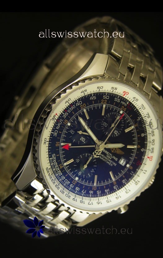 IMG_9081 Breitling Navitimer World GMT - 1:1 Mirror Ultimate Edition Black Dial Replica 5