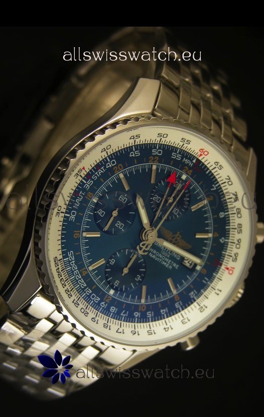 IMG_9081 Breitling Navitimer World GMT - 1:1 Mirror Ultimate Edition Blue Dial Replica 5