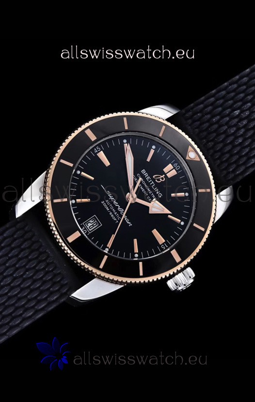 IMG_9081 Breitling SuperOcean Heritage II 44MM Black Dial Two Tone 904L Rubber Strap 1:1 Mirror Replica 5