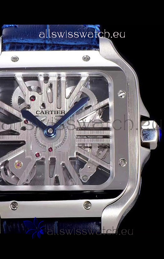 Cartier Santos DUMONT Skeleton in Stainless Steel Replica 5