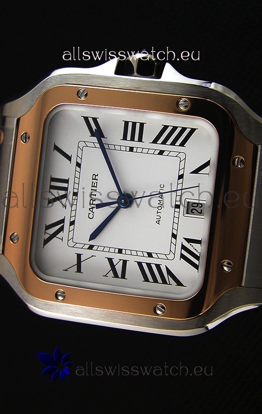 IMG_9081 Cartier Santos De Cartier 1:1 Mirror - 40MM Two Tone Steel Replica 5