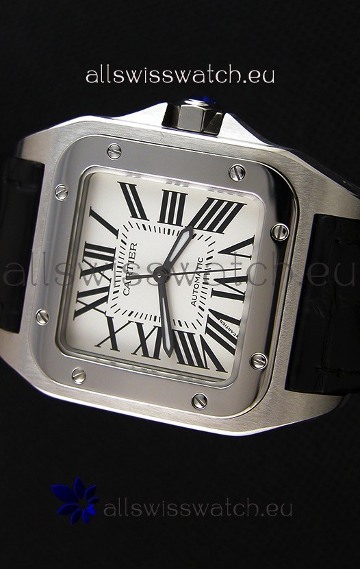 IMG_9081 Cartier Santos De Cartier 1:1 Mirror Black Strap 33MM Ladies Replica 5