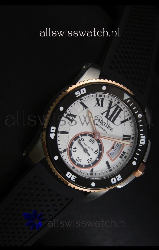 IMG_9081 Calibre De Cartier 42MM White Dial Two Tone Case - 1:1 Mirror Replica 5