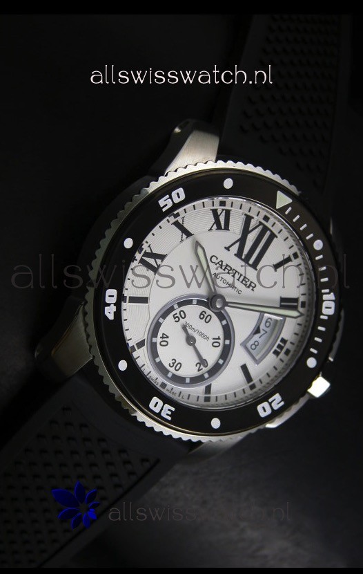 IMG_9081 Calibre De Cartier 42MM White Dial Steel Case - 1:1 Mirror Replica 5