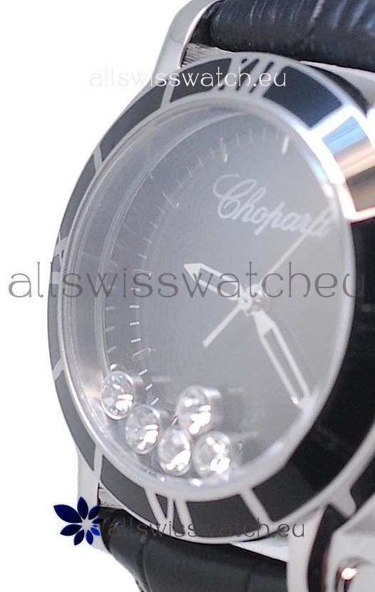 IMG_9081 Chopard Happy Sport Star Shaped Diamonds in Black Dial Replica 5