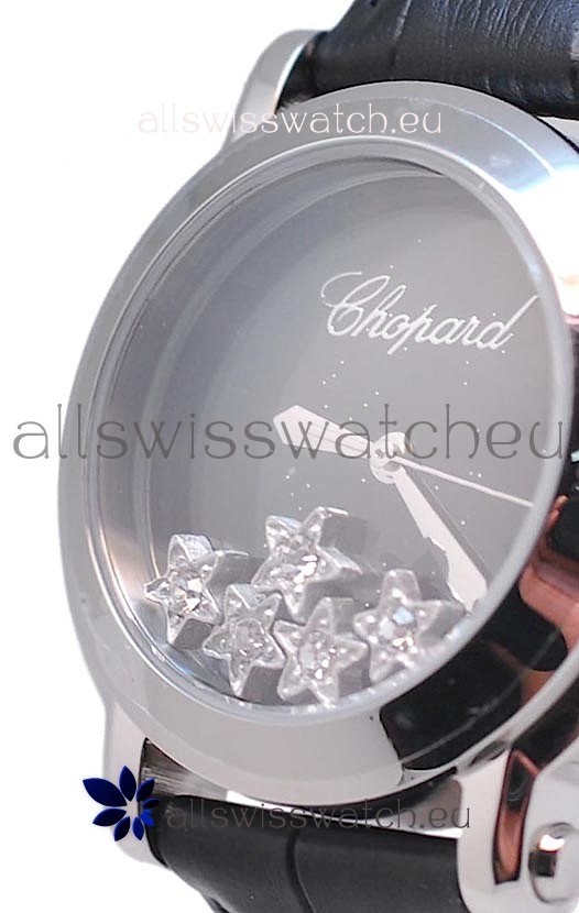 IMG_9081 Chopard Happy Sport Star Shaped Diamonds in Black Strap Replica 5
