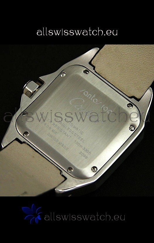 IMG_9081 Cartier Santos in Automatic in Black Strap Replica 5