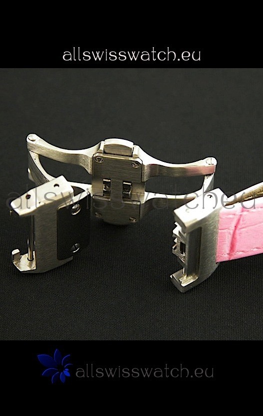 IMG_9081 Cartier Santos Automatic in Pink Strap Replica 5
