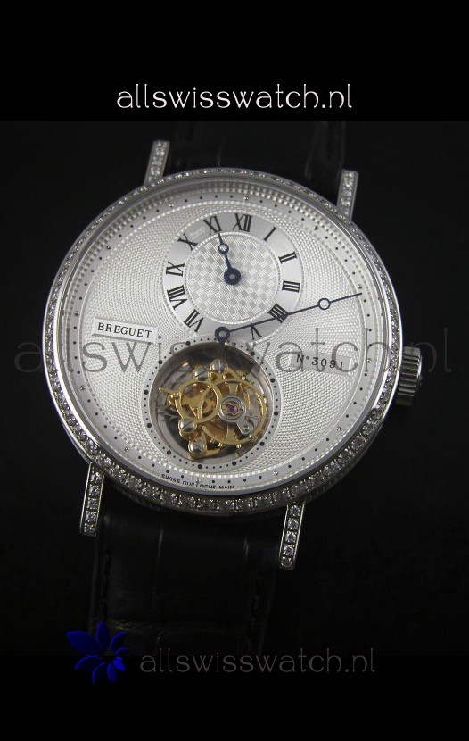 IMG_9081 Breguet Classique Tourbillonin Stainless Steel with Diamonds Bezel Replica 5