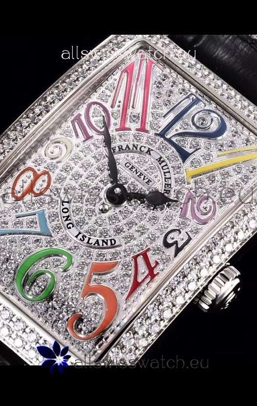 IMG_9081 Franck Muller Long Island Color Dreams Ladies in Black Strap Replica 5
