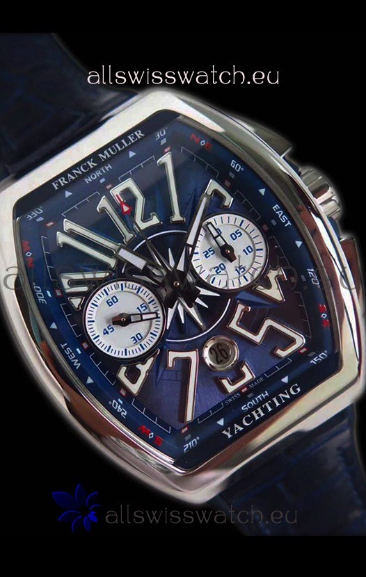 IMG_9081 Franck Muller Vanguard Chronograph 904L Steel Blue Dial Replica 5