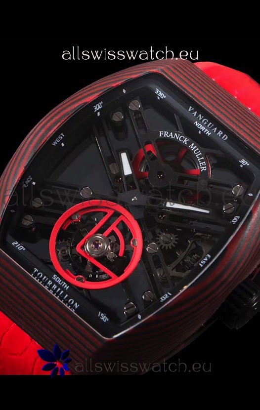 IMG_9081 Franck Muller Vanguard Skeleton Tourbillon Red Carbon Replica 5