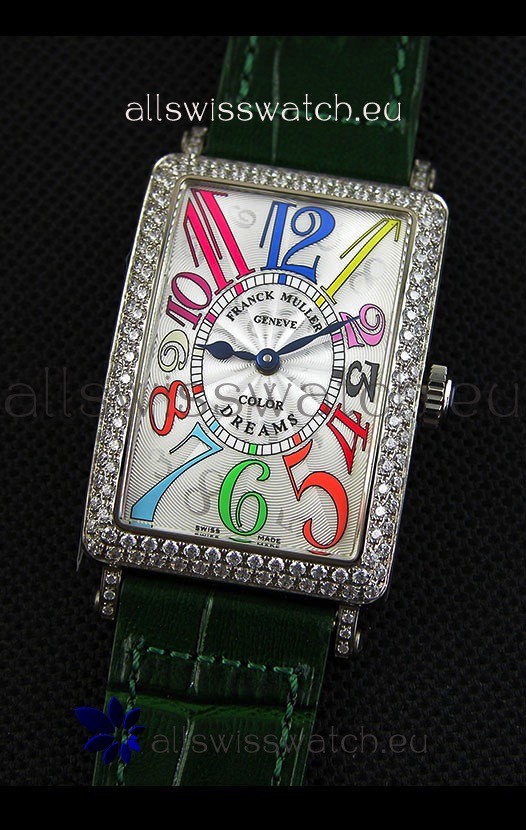 IMG_9081 Franck Muller Long Island Color Dreams Ladies- Green Strap Replica 5